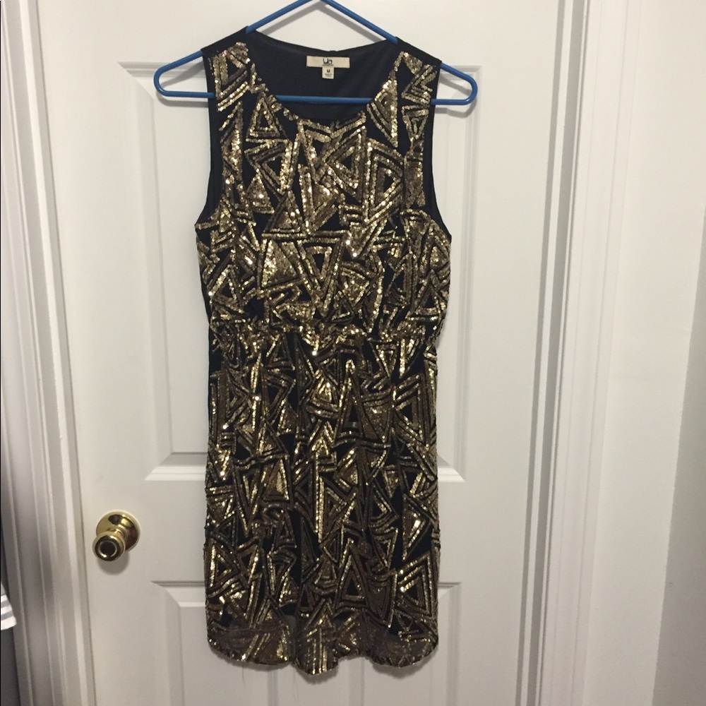 Sequin gold dress.